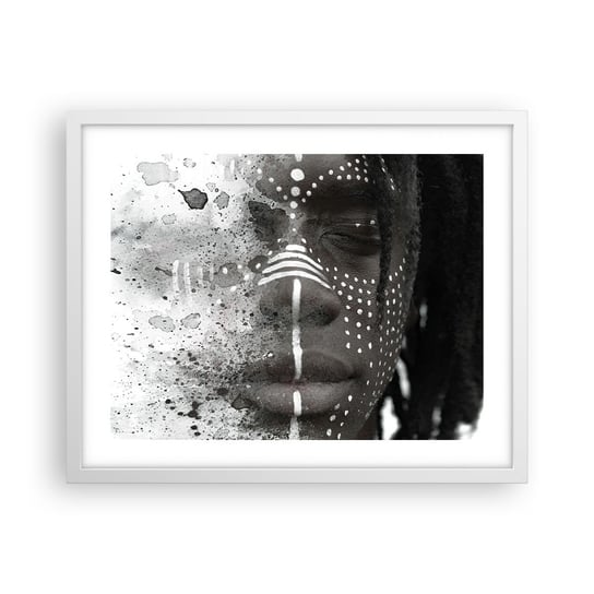 Obraz - Plakat - Odkryj pierwotnego ducha - 50x40cm - Portret Kobiety Kobieta Afroamerykanka - Foto Plakaty w ramie koloru białego do Salonu Sypialni ARTTOR ARTTOR