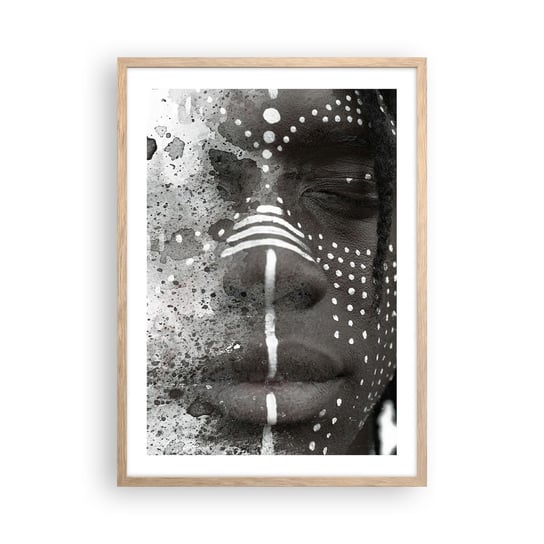 Obraz - Plakat - Odkryj pierwotnego ducha - 50x70cm - Portret Kobiety Kobieta Afroamerykanka - Nowoczesny modny obraz Plakat rama jasny dąb ARTTOR ARTTOR