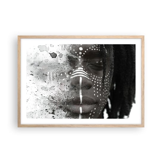 Obraz - Plakat - Odkryj pierwotnego ducha - 70x50cm - Portret Kobiety Kobieta Afroamerykanka - Nowoczesny modny obraz Plakat rama jasny dąb ARTTOR ARTTOR