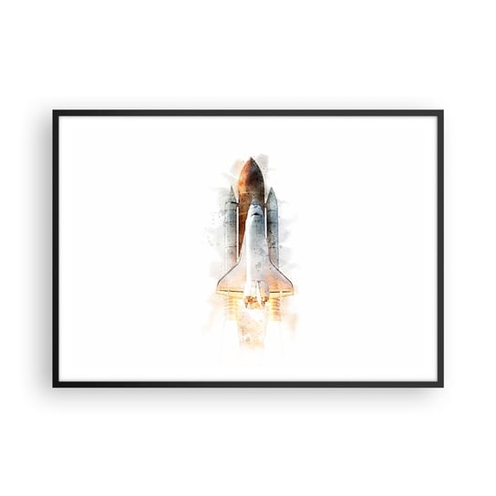 Obraz - Plakat - Odkrywcy na start - 100x70cm - Rakieta Kosmiczna Kosmos Minimalizm - Foto Plakaty w ramie koloru czarnego do Salonu Sypialni ARTTOR ARTTOR