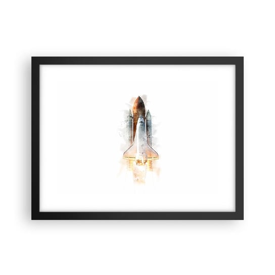 Obraz - Plakat - Odkrywcy na start - 40x30cm - Rakieta Kosmiczna Kosmos Minimalizm - Foto Plakaty na ścianę w czarnej ramie - Plakat do Salonu Sypialni ARTTOR ARTTOR