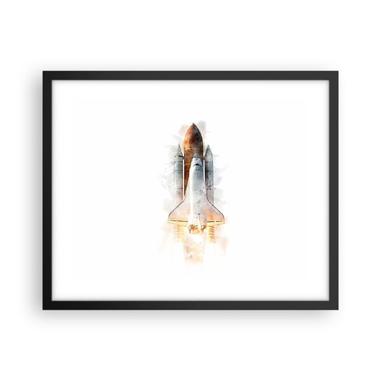 Obraz - Plakat - Odkrywcy na start - 50x40cm - Rakieta Kosmiczna Kosmos Minimalizm - Foto Plakaty w ramie koloru czarnego do Salonu Sypialni ARTTOR ARTTOR