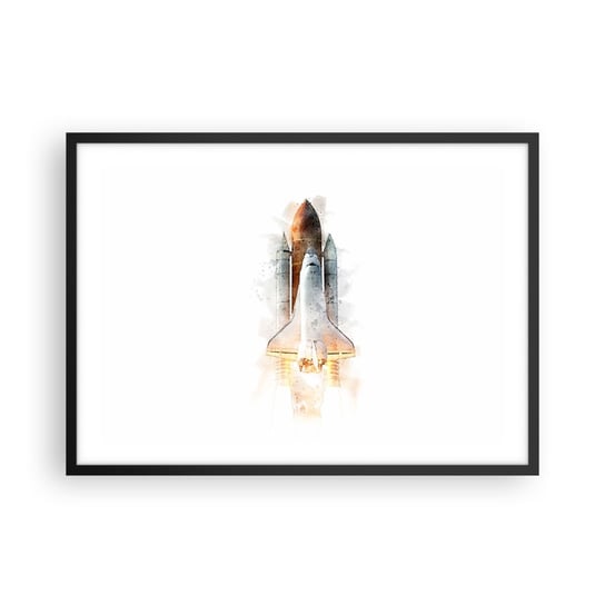 Obraz - Plakat - Odkrywcy na start - 70x50cm - Rakieta Kosmiczna Kosmos Minimalizm - Nowoczesny modny obraz Plakat czarna rama ARTTOR ARTTOR