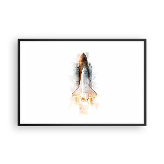 Obraz - Plakat - Odkrywcy na start - 91x61cm - Rakieta Kosmiczna Kosmos Minimalizm - Foto Plakaty na ścianę w czarnej ramie - Plakat do Salonu Sypialni ARTTOR ARTTOR