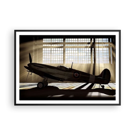 Obraz - Plakat - Odpoczynek wojownika - 100x70cm - Lotnictwo Hangar Lotniczy Samolot - Foto Plakaty w ramie koloru czarnego do Salonu Sypialni ARTTOR ARTTOR