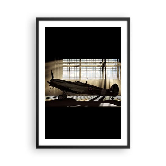 Obraz - Plakat - Odpoczynek wojownika - 50x70cm - Lotnictwo Hangar Lotniczy Samolot - Nowoczesny modny obraz Plakat czarna rama ARTTOR ARTTOR
