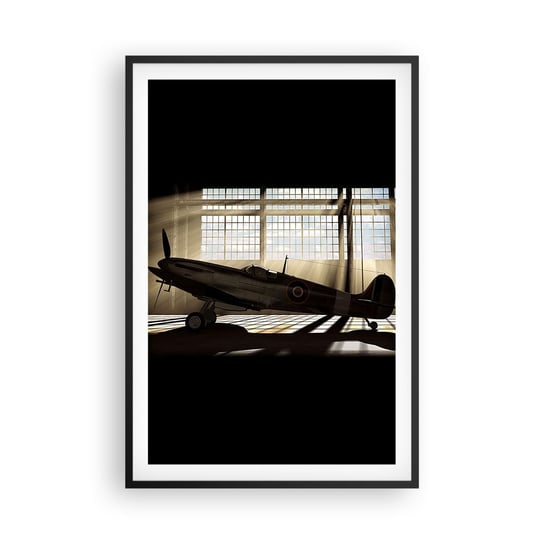 Obraz - Plakat - Odpoczynek wojownika - 61x91cm - Lotnictwo Hangar Lotniczy Samolot - Foto Plakaty na ścianę w czarnej ramie - Plakat do Salonu Sypialni ARTTOR ARTTOR