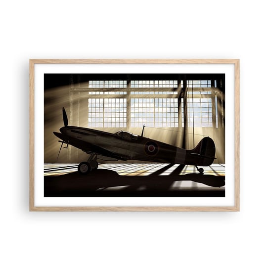 Obraz - Plakat - Odpoczynek wojownika - 70x50cm - Lotnictwo Hangar Lotniczy Samolot - Nowoczesny modny obraz Plakat rama jasny dąb ARTTOR ARTTOR
