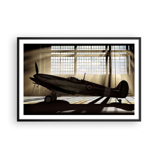 Obraz - Plakat - Odpoczynek wojownika - 91x61cm - Lotnictwo Hangar Lotniczy Samolot - Foto Plakaty na ścianę w czarnej ramie - Plakat do Salonu Sypialni ARTTOR ARTTOR