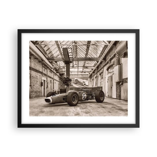 Obraz - Plakat - Odpoczynek zwycięzcy - 50x40cm - Formuła 1 Retro Motoryzacja - Foto Plakaty w ramie koloru czarnego do Salonu Sypialni ARTTOR ARTTOR