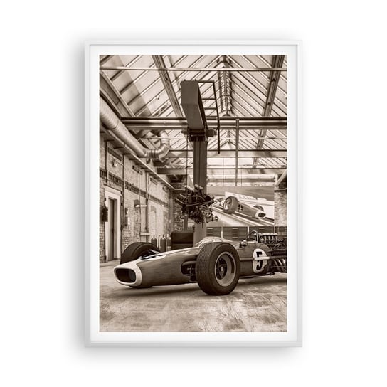 Obraz - Plakat - Odpoczynek zwycięzcy - 70x100cm - Formuła 1 Retro Motoryzacja - Foto Plakaty w ramie koloru białego do Salonu Sypialni ARTTOR ARTTOR