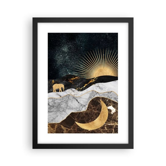 Obraz - Plakat - Odwieczne prawa - 30x40cm - Art Deco Księżyc Słońce - Foto Plakaty na ścianę w czarnej ramie - Plakat do Salonu Sypialni ARTTOR ARTTOR