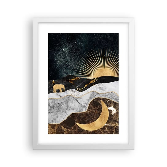 Obraz - Plakat - Odwieczne prawa - 30x40cm - Art Deco Księżyc Słońce - Foto Plakaty na ścianę w ramie białej - Plakat do Salonu Sypialni ARTTOR ARTTOR