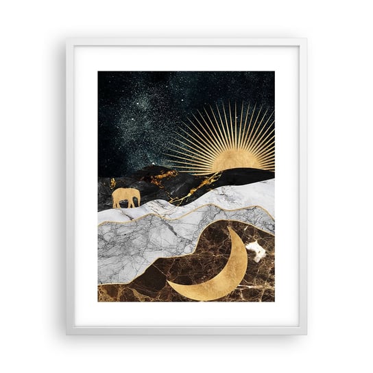 Obraz - Plakat - Odwieczne prawa - 40x50cm - Art Deco Księżyc Słońce - Foto Plakaty w ramie koloru białego do Salonu Sypialni ARTTOR ARTTOR