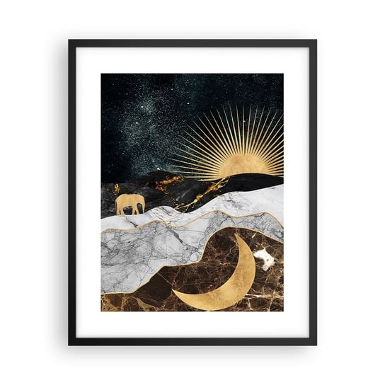 Obraz - Plakat - Odwieczne prawa - 40x50cm - Art Deco Księżyc Słońce - Foto Plakaty w ramie koloru czarnego do Salonu Sypialni ARTTOR ARTTOR