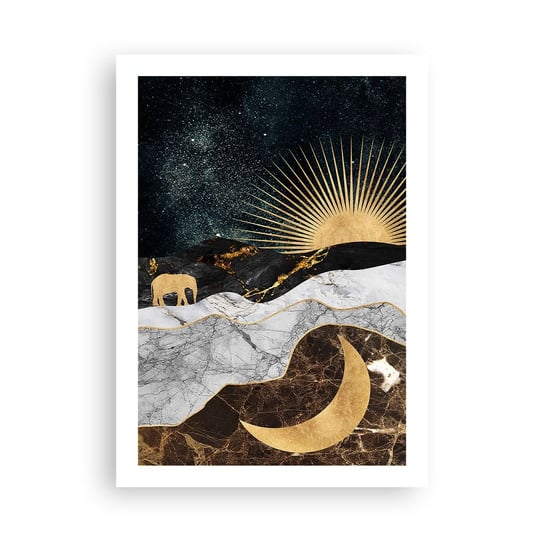Obraz - Plakat - Odwieczne prawa - 50x70cm - Art Deco Księżyc Słońce - Nowoczesny modny obraz Plakat bez ramy do Salonu Sypialni ARTTOR ARTTOR