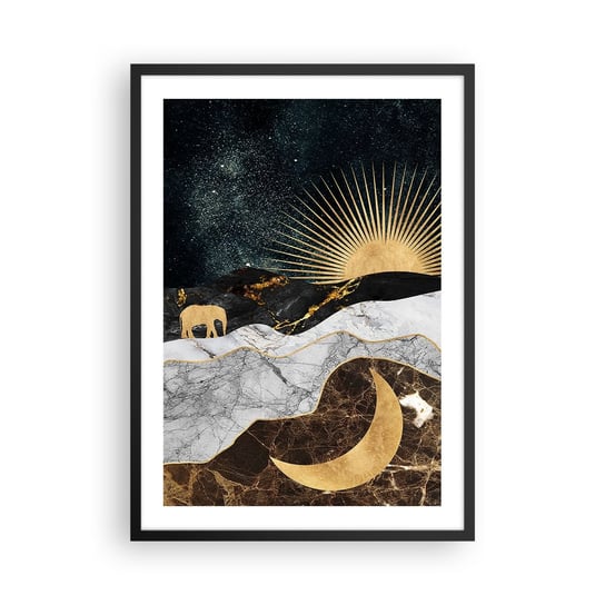 Obraz - Plakat - Odwieczne prawa - 50x70cm - Art Deco Księżyc Słońce - Nowoczesny modny obraz Plakat czarna rama ARTTOR ARTTOR