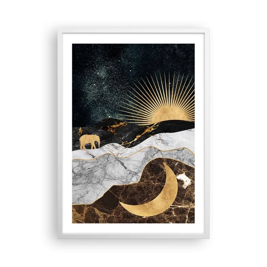 Obraz - Plakat - Odwieczne prawa - 50x70cm - Art Deco Księżyc Słońce - Nowoczesny modny obraz Plakat rama biała ARTTOR ARTTOR