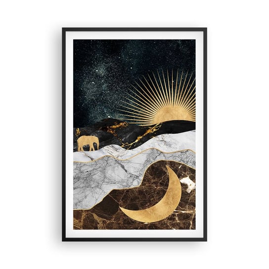Obraz - Plakat - Odwieczne prawa - 61x91cm - Art Deco Księżyc Słońce - Foto Plakaty na ścianę w czarnej ramie - Plakat do Salonu Sypialni ARTTOR ARTTOR