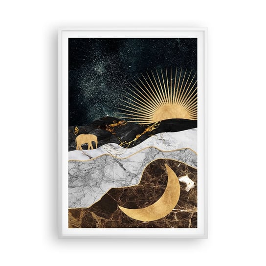 Obraz - Plakat - Odwieczne prawa - 70x100cm - Art Deco Księżyc Słońce - Foto Plakaty w ramie koloru białego do Salonu Sypialni ARTTOR ARTTOR