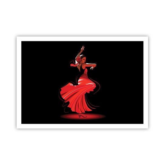 Obraz - Plakat - Ognisty duch flamenco - 100x70cm - Tancerka Flamenco Taniec - Foto Plakaty bez ramy na ścianę do Salonu Sypialni ARTTOR ARTTOR