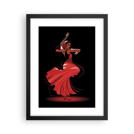 Obraz - Plakat - Ognisty duch flamenco - 30x40cm - Tancerka Flamenco Taniec - Foto Plakaty na ścianę w czarnej ramie - Plakat do Salonu Sypialni ARTTOR ARTTOR