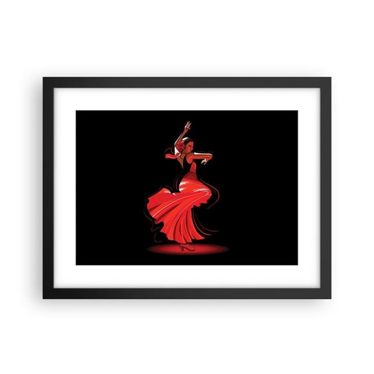 Obraz - Plakat - Ognisty duch flamenco - 40x30cm - Tancerka Flamenco Taniec - Foto Plakaty na ścianę w czarnej ramie - Plakat do Salonu Sypialni ARTTOR ARTTOR