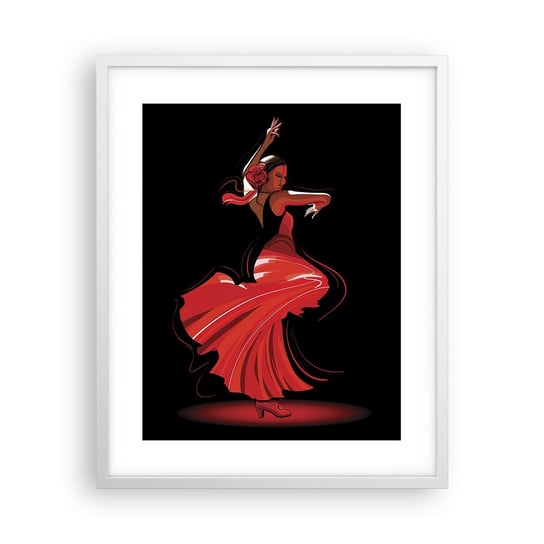 Obraz - Plakat - Ognisty duch flamenco - 40x50cm - Tancerka Flamenco Taniec - Foto Plakaty w ramie koloru białego do Salonu Sypialni ARTTOR ARTTOR