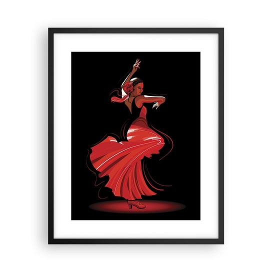 Obraz - Plakat - Ognisty duch flamenco - 40x50cm - Tancerka Flamenco Taniec - Foto Plakaty w ramie koloru czarnego do Salonu Sypialni ARTTOR ARTTOR