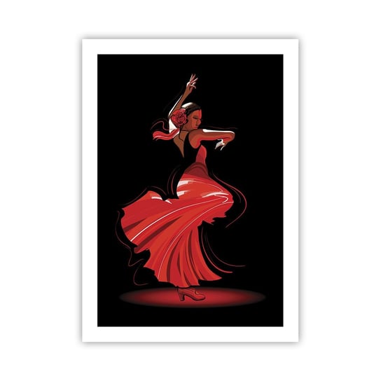 Obraz - Plakat - Ognisty duch flamenco - 50x70cm - Tancerka Flamenco Taniec - Nowoczesny modny obraz Plakat bez ramy do Salonu Sypialni ARTTOR ARTTOR