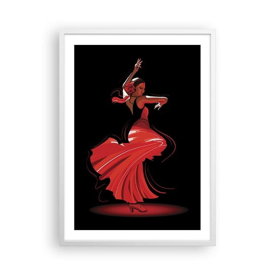 Obraz - Plakat - Ognisty duch flamenco - 50x70cm - Tancerka Flamenco Taniec - Nowoczesny modny obraz Plakat rama biała ARTTOR ARTTOR