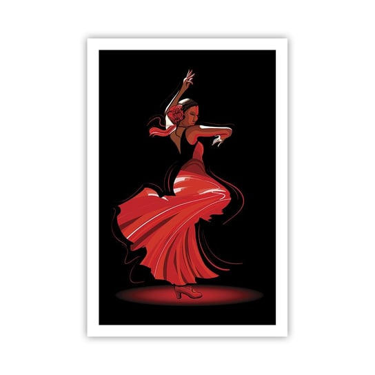 Obraz - Plakat - Ognisty duch flamenco - 61x91cm - Tancerka Flamenco Taniec - Foto Plakaty na ścianę bez ramy - Plakat do Salonu Sypialni ARTTOR ARTTOR