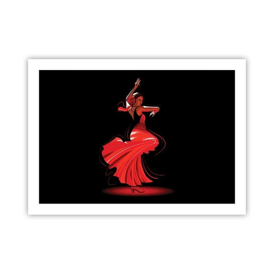 Obraz - Plakat - Ognisty duch flamenco - 70x50cm - Tancerka Flamenco Taniec - Nowoczesny modny obraz Plakat bez ramy do Salonu Sypialni ARTTOR ARTTOR