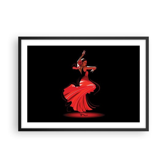 Obraz - Plakat - Ognisty duch flamenco - 70x50cm - Tancerka Flamenco Taniec - Nowoczesny modny obraz Plakat czarna rama ARTTOR ARTTOR