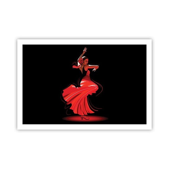 Obraz - Plakat - Ognisty duch flamenco - 91x61cm - Tancerka Flamenco Taniec - Foto Plakaty na ścianę bez ramy - Plakat do Salonu Sypialni ARTTOR ARTTOR