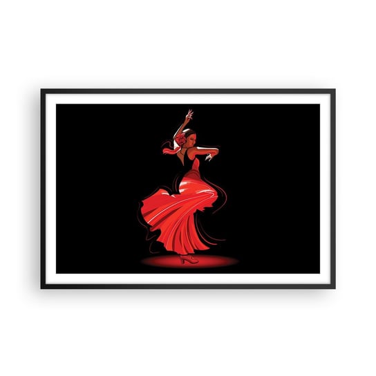 Obraz - Plakat - Ognisty duch flamenco - 91x61cm - Tancerka Flamenco Taniec - Foto Plakaty na ścianę w czarnej ramie - Plakat do Salonu Sypialni ARTTOR ARTTOR
