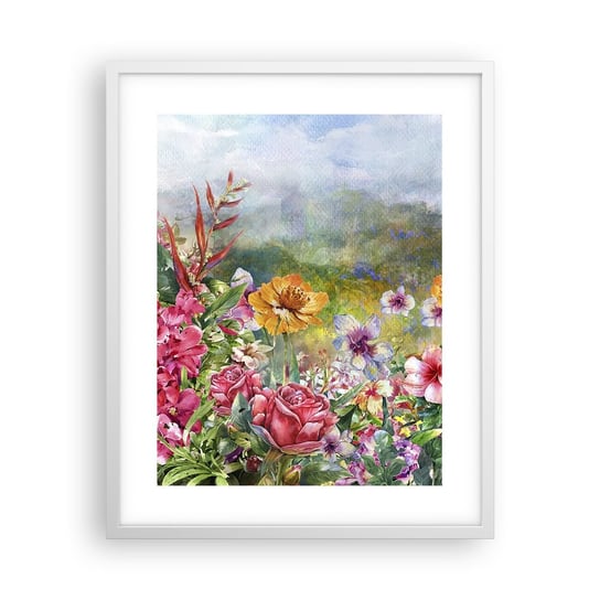 Obraz - Plakat - Ogród, który oszalał - 40x50cm - Kwiaty Ogród Natura - Foto Plakaty w ramie koloru białego do Salonu Sypialni ARTTOR ARTTOR