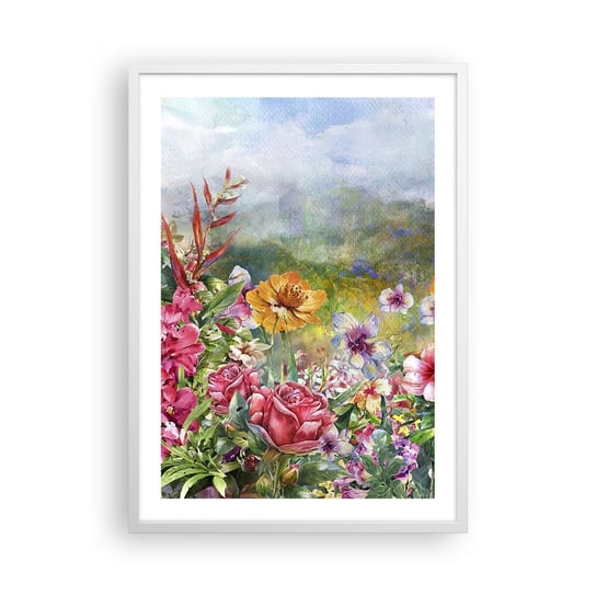 Obraz - Plakat - Ogród, który oszalał - 50x70cm - Kwiaty Ogród Natura - Nowoczesny modny obraz Plakat rama biała ARTTOR ARTTOR