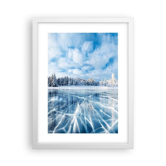 Obraz - Plakat - Olśniewający i krystaliczny widok - 30x40cm - Krajobraz Zima Jezioro - Foto Plakaty na ścianę w ramie białej - Plakat do Salonu Sypialni ARTTOR ARTTOR