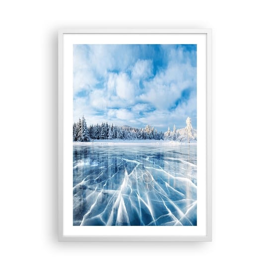 Obraz - Plakat - Olśniewający i krystaliczny widok - 50x70cm - Krajobraz Zima Jezioro - Nowoczesny modny obraz Plakat rama biała ARTTOR ARTTOR