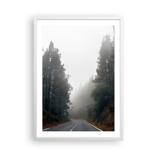 Obraz - Plakat - Opowieść magicznego lasu - 50x70cm - Krajobraz Górski Las Drzewa - Nowoczesny modny obraz Plakat rama biała ARTTOR ARTTOR
