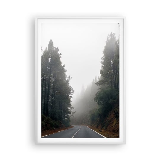 Obraz - Plakat - Opowieść magicznego lasu - 70x100cm - Krajobraz Górski Las Drzewa - Foto Plakaty w ramie koloru białego do Salonu Sypialni ARTTOR ARTTOR