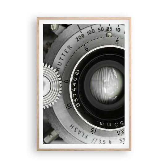 Obraz - Plakat - Opowieść o Hollywood - 70x100cm - Aparat Fotograficzny Czarno-Biały Vintage - Foto Plakaty w ramie koloru jasny dąb do Salonu Sypialni ARTTOR ARTTOR