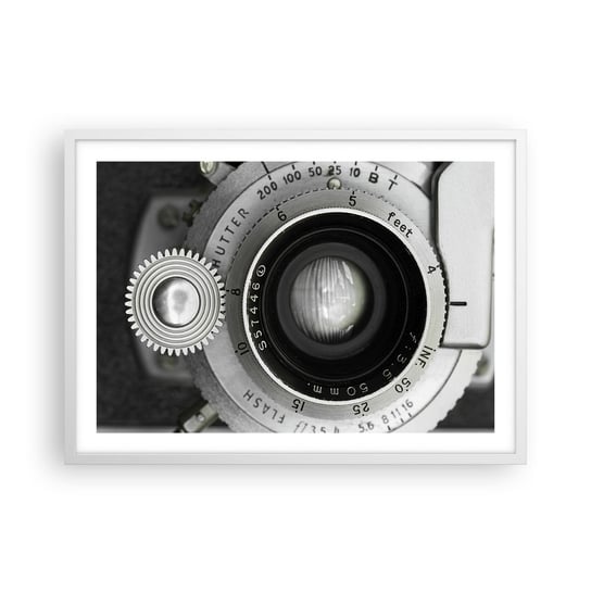 Obraz - Plakat - Opowieść o Hollywood - 70x50cm - Aparat Fotograficzny Czarno-Biały Vintage - Nowoczesny modny obraz Plakat rama biała ARTTOR ARTTOR