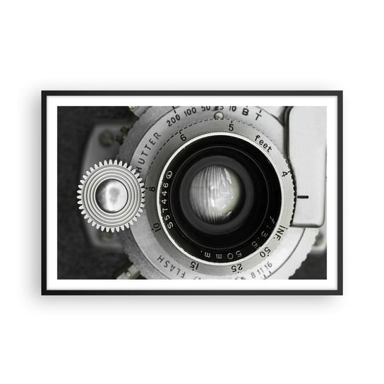 Obraz - Plakat - Opowieść o Hollywood - 91x61cm - Aparat Fotograficzny Czarno-Biały Vintage - Foto Plakaty na ścianę w czarnej ramie - Plakat do Salonu Sypialni ARTTOR ARTTOR