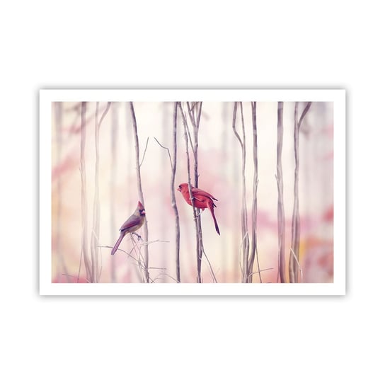 Obraz - Plakat - Opowieść różowego lasu - 91x61cm - Ptak Natura Las - Foto Plakaty na ścianę bez ramy - Plakat do Salonu Sypialni ARTTOR ARTTOR
