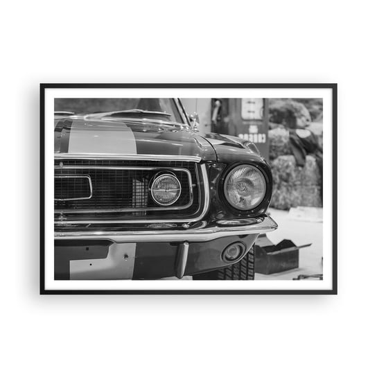Obraz - Plakat - Ostra jazda - 100x70cm - Samochód Vintage Czarno-Biały - Foto Plakaty w ramie koloru czarnego do Salonu Sypialni ARTTOR ARTTOR