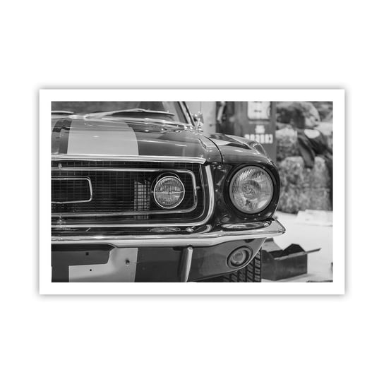 Obraz - Plakat - Ostra jazda - 91x61cm - Samochód Vintage Czarno-Biały - Foto Plakaty na ścianę bez ramy - Plakat do Salonu Sypialni ARTTOR ARTTOR