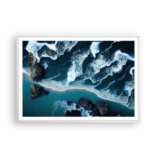 Obraz - Plakat - Otulone falami - 100x70cm - Klif Morze Natura - Foto Plakaty w ramie koloru białego do Salonu Sypialni ARTTOR ARTTOR