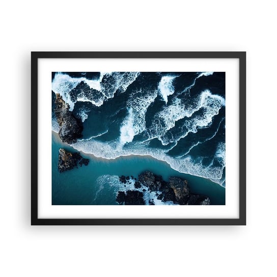 Obraz - Plakat - Otulone falami - 50x40cm - Klif Morze Natura - Foto Plakaty w ramie koloru czarnego do Salonu Sypialni ARTTOR ARTTOR